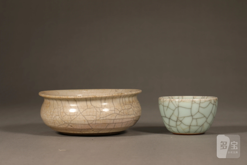 清 仿官釉茶圆、仿哥釉香炉 - 图3